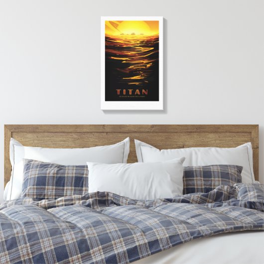 Sci-Fi Travel Ad, Moon Titan Canvas Afdruk (Insitu (Slaapkamer))