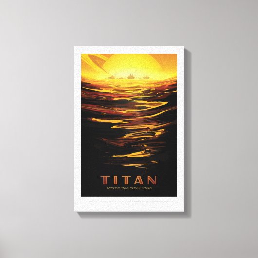Sci-Fi Travel Ad, Moon Titan Canvas Afdruk (Voorkant)