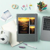 Sci-Fi Travel Ad, Moon Titan Sticker (iPad Cover)