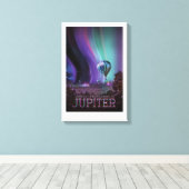 Sci-Fi Travel Ad, planeet Jupiter Canvas Afdruk (Insitu (Houten vloer))