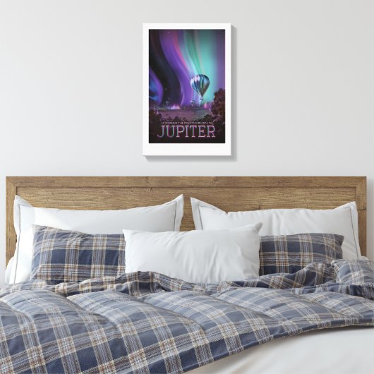 Sci-Fi Travel Ad, planeet Jupiter Canvas Afdruk (Insitu (Slaapkamer))