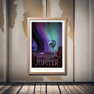 Sci-Fi Travel Ad, planeet Jupiter Foto Afdruk