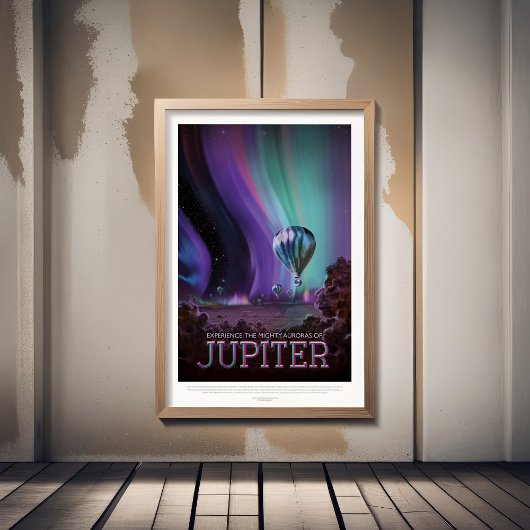 Sci-Fi Travel Ad, planeet Jupiter Foto Afdruk