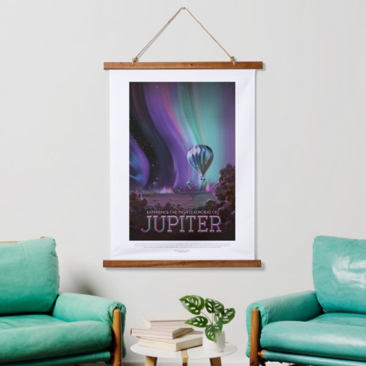 Sci-Fi Travel Ad, planeet Jupiter Hangend Wandkleed (Woonkamer)