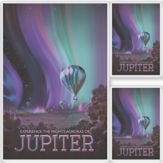 Sci-Fi Travel Ad, planeet Jupiter Sticker (Voorkant)