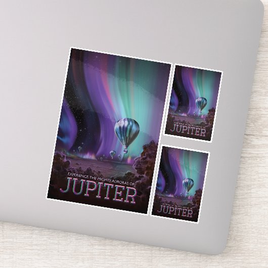 Sci-Fi Travel Ad, planeet Jupiter Sticker (Detail)