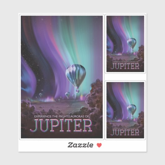 Sci-Fi Travel Ad, planeet Jupiter Sticker (Vel)