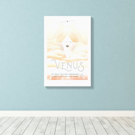 Sci-Fi Travel Ad, planeet Venus Canvas Afdruk (Insitu (Houten vloer))