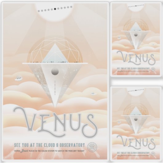 Sci-Fi Travel Ad, planeet Venus Sticker (Voorkant)