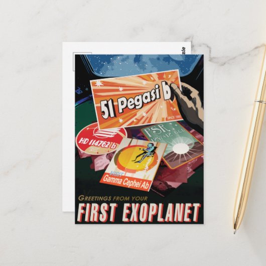 Sci-Fi Travel Ad, Planet 51 Pegasi b Briefkaart (Voorkant / Achterkant in situ)