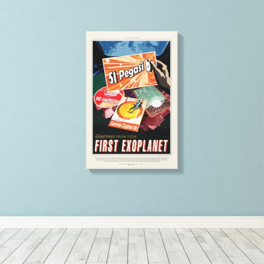 Sci-Fi Travel Ad, Planet 51 Pegasi B Canvas Afdruk (Insitu (Houten vloer))