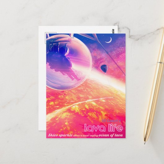 Sci-Fi Travel Ad, Planet 55 Cancri e Briefkaart (Voorkant / Achterkant in situ)