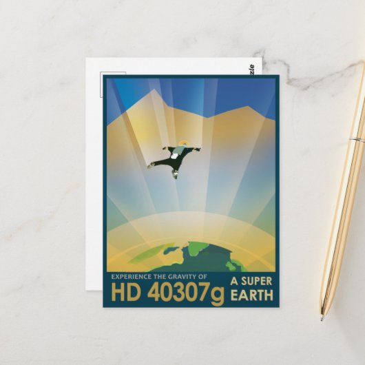 Sci-Fi Travel Ad, Planet HD 40307g Briefkaart (Voorkant / Achterkant in situ)
