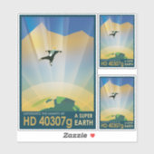 Sci-Fi Travel Ad, Planet HD 40307g Sticker (Vel)