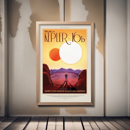 Sci-Fi Travel Ad, Planet Kepler 16b Foto Afdruk
