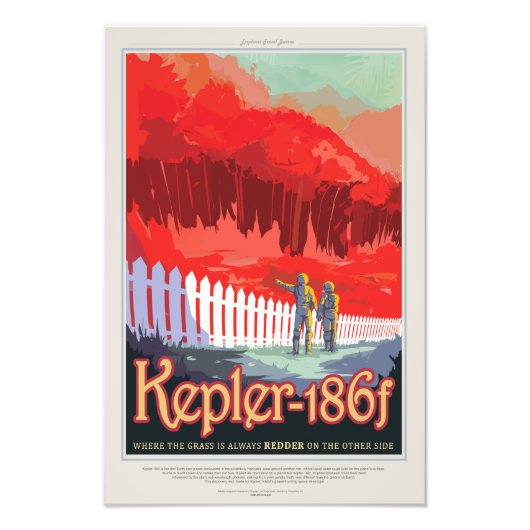 Sci-Fi Travel Ad, Planet Kepler-186f Foto Afdruk (Voorkant)