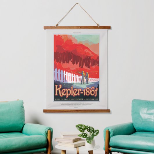 Sci-Fi Travel Ad, Planet Kepler-186f Hangend Wandkleed (Woonkamer)
