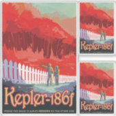 Sci-Fi Travel Ad, Planet Kepler-186f Sticker (Voorkant)
