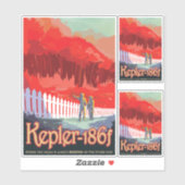 Sci-Fi Travel Ad, Planet Kepler-186f Sticker (Vel)
