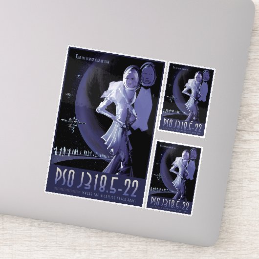 Sci-Fi Travel Ad, Planet PSO J318.5-22 Sticker (Detail)