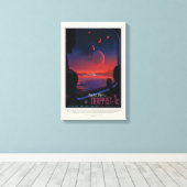 Sci-Fi Travel Ad, Planet Trapist-1e Canvas Afdruk (Insitu (Houten vloer))