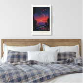 Sci-Fi Travel Ad, Planet Trapist-1e Canvas Afdruk (Insitu (Slaapkamer))