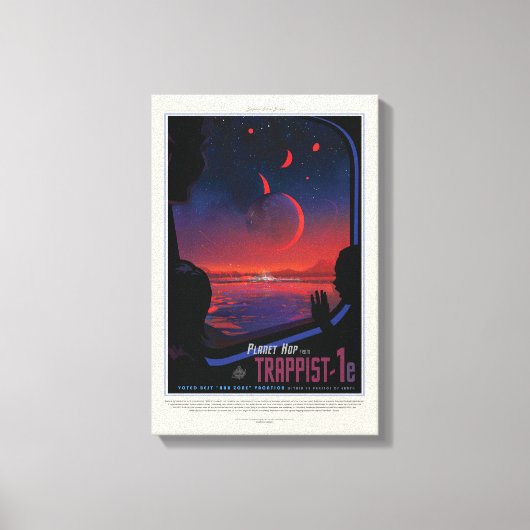 Sci-Fi Travel Ad, Planet Trapist-1e Canvas Afdruk (Voorkant)