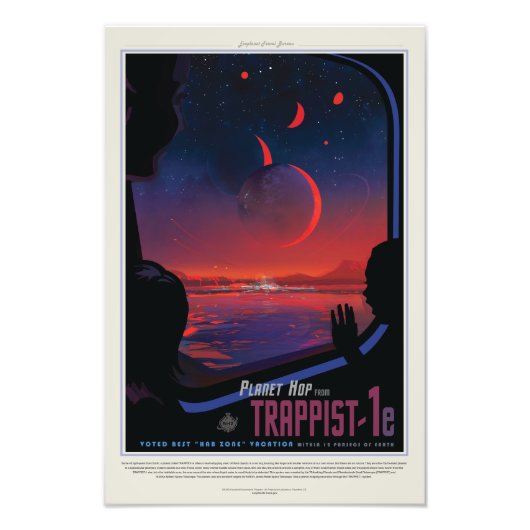 Sci-Fi Travel Ad, Planet Trapist-1e Foto Afdruk (Voorkant)