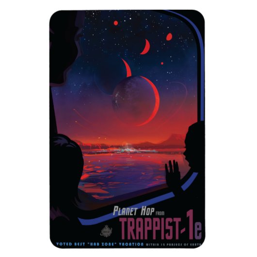 Sci-Fi Travel Ad, Planet Trapist-1e Magneet (Verticaal)