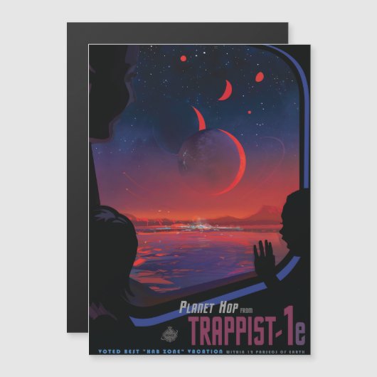 Sci-Fi Travel Ad, Planet Trapist-1e Magnetische Uitnodiging (Voorkant / Achterkant)