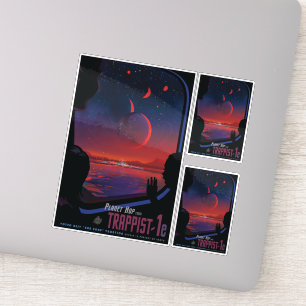Sci-Fi Travel Ad, Planet Trapist-1e Sticker
