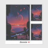 Sci-Fi Travel Ad, Planet Trapist-1e Sticker (Vel)