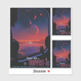 Sci-Fi Travel Ad, Planet Trapist-1e Sticker