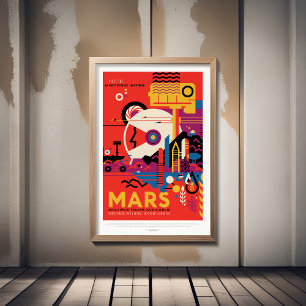 Sci-Fi Travel en Planet Mars Foto Afdruk