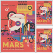 Sci-Fi Travel en Planet Mars Sticker (Voorkant)