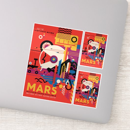 Sci-Fi Travel en Planet Mars Sticker (Detail)