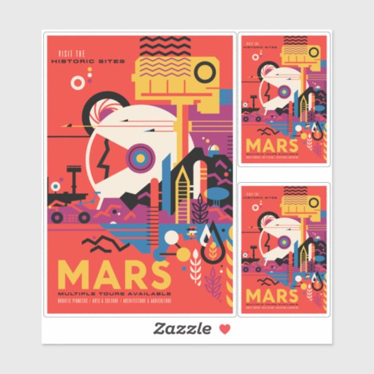 Sci-Fi Travel en Planet Mars Sticker (Vel)
