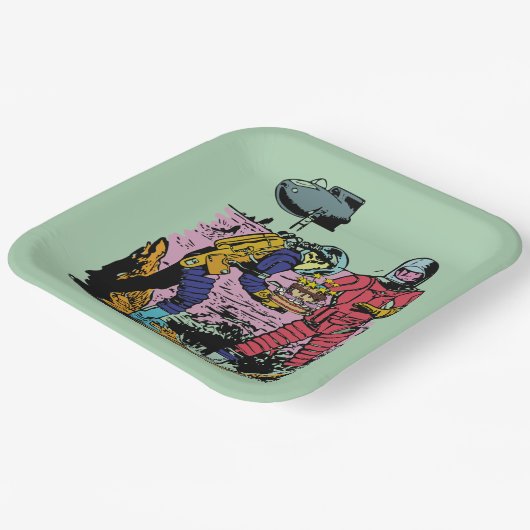 Sci-Fi Verjaardagsfeestje Ruimtetijd Science Ficti Papieren Bordje (Gebogen)