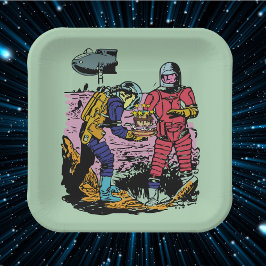 Sci-Fi Verjaardagsfeestje Ruimtetijd Science Ficti Papieren Bordje