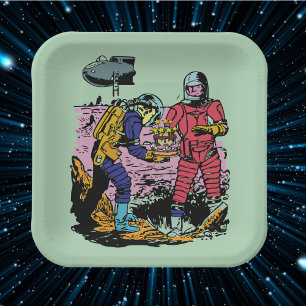 Sci-Fi Verjaardagsfeestje Ruimtetijd Science Ficti Papieren Bordje
