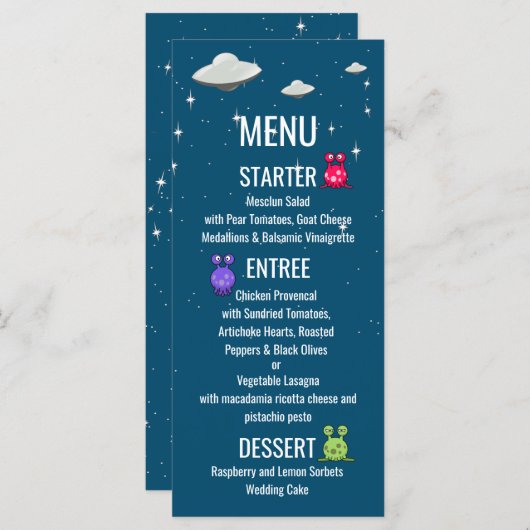 Sci Fi Vliegende Schotel Menu (Voorkant / Achterkant)