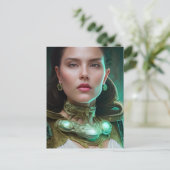 Sci-fi Vrouw Briefkaart (Staand voorkant)