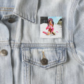 Sci Fi Vrouw Cyborg Vierkante Button 5,1 Cm (In situ)