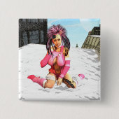 Sci Fi Vrouw Cyborg Vierkante Button 5,1 Cm (Voorkant)