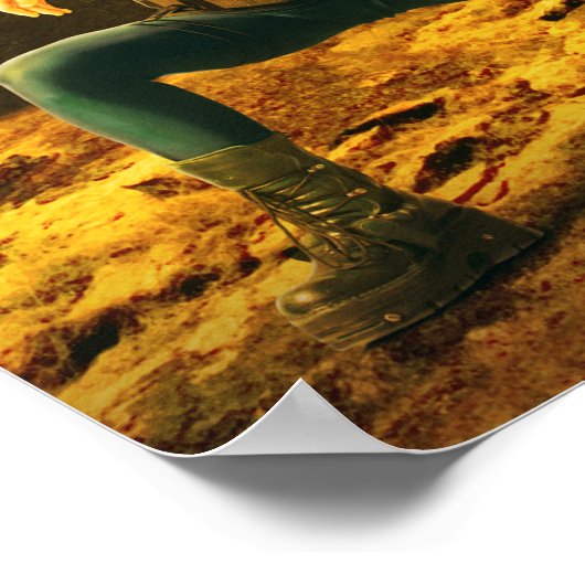 Sci-Fi-Vrouw vechtster op een trange planeet Poster (Hoek)