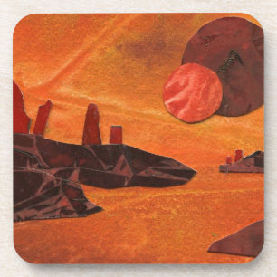 Sci-Fi "Zee of Fire" dubbele zon, lava wereld Bier Onderzetter