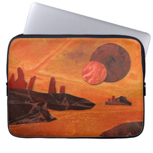 Sci-Fi "Zeeen of Fire" dubbele zonnen, lava zeeen Laptop Sleeve