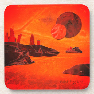 Sci-Fi "Zeeen of Fire" gesmolten lava alien world Bier Onderzetter