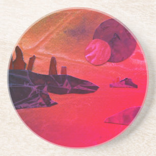 Sci-Fi "Zeeen of Fire" gesmolten lava alien world Zandsteen Onderzetter