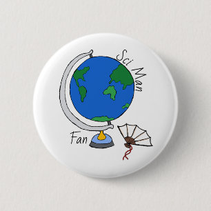 'Sci Man Fan' speld/ Ronde Button 5,7 Cm